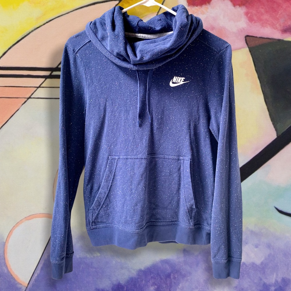 Nike Navy Speckled Funnel Neck Hoodie